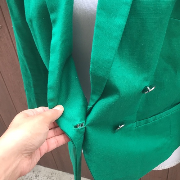 MANGO SUIT green blazer jacket women cotton linen career - Picture 10 of 17